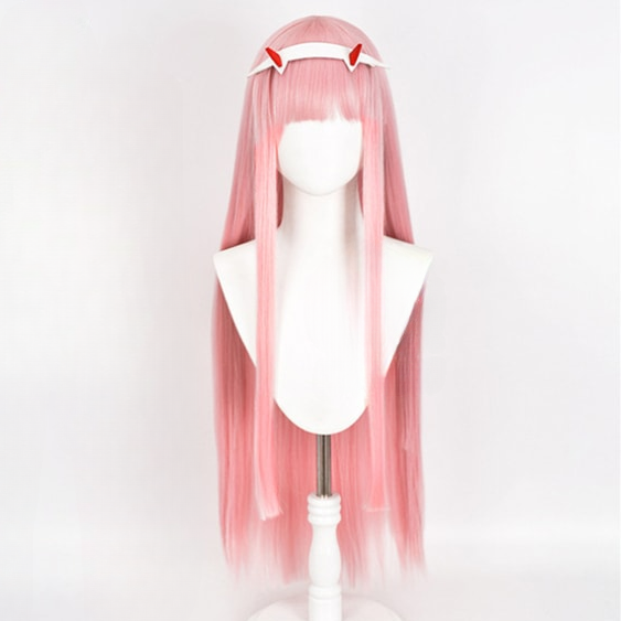 Darling in The Franxx Zero Two 02 Cosplay Wig Long Pink Heat Resistant Synthetic Hair